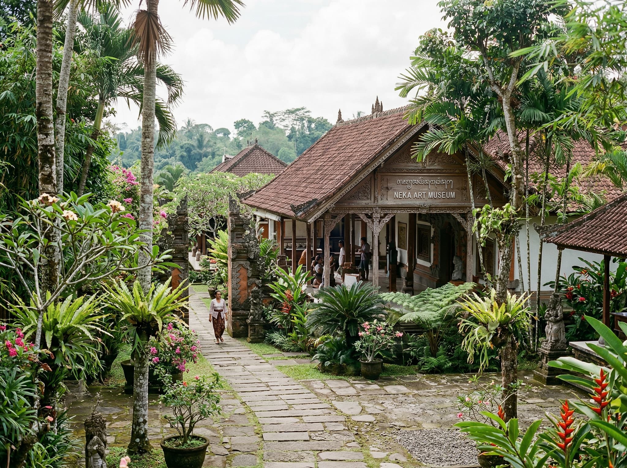 The Neka Art Museum in Ubud, Bali — the nearby cultural institution suggested as a post-walk combination visit in the article's closing section, showing its setting among tropical gardens in Campuhan