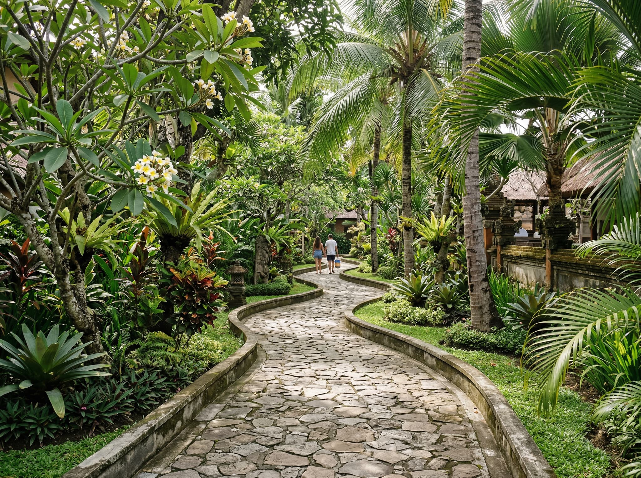Tropical garden pathway or grounds at a large Bali resort — representing the six-hectare garden setting of Bintang Bali Resort that gives the property its spacious, low-density feel described in the honest assessment