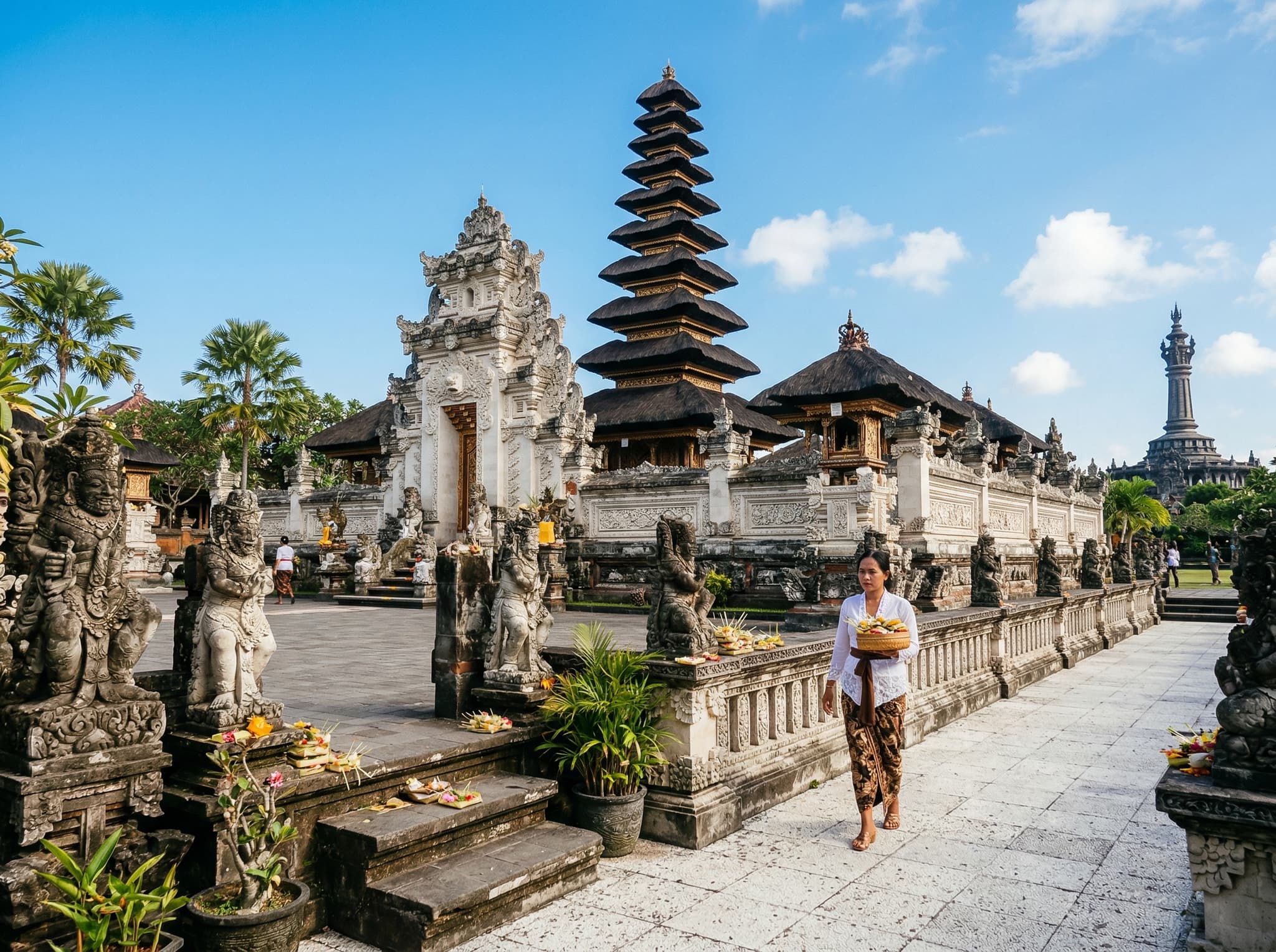Pura Jagatnatha temple adjacent to the Bajra Sandhi Monument grounds in Denpasar — the main state temple of Bali, recommended as a natural pairing with a monument visit