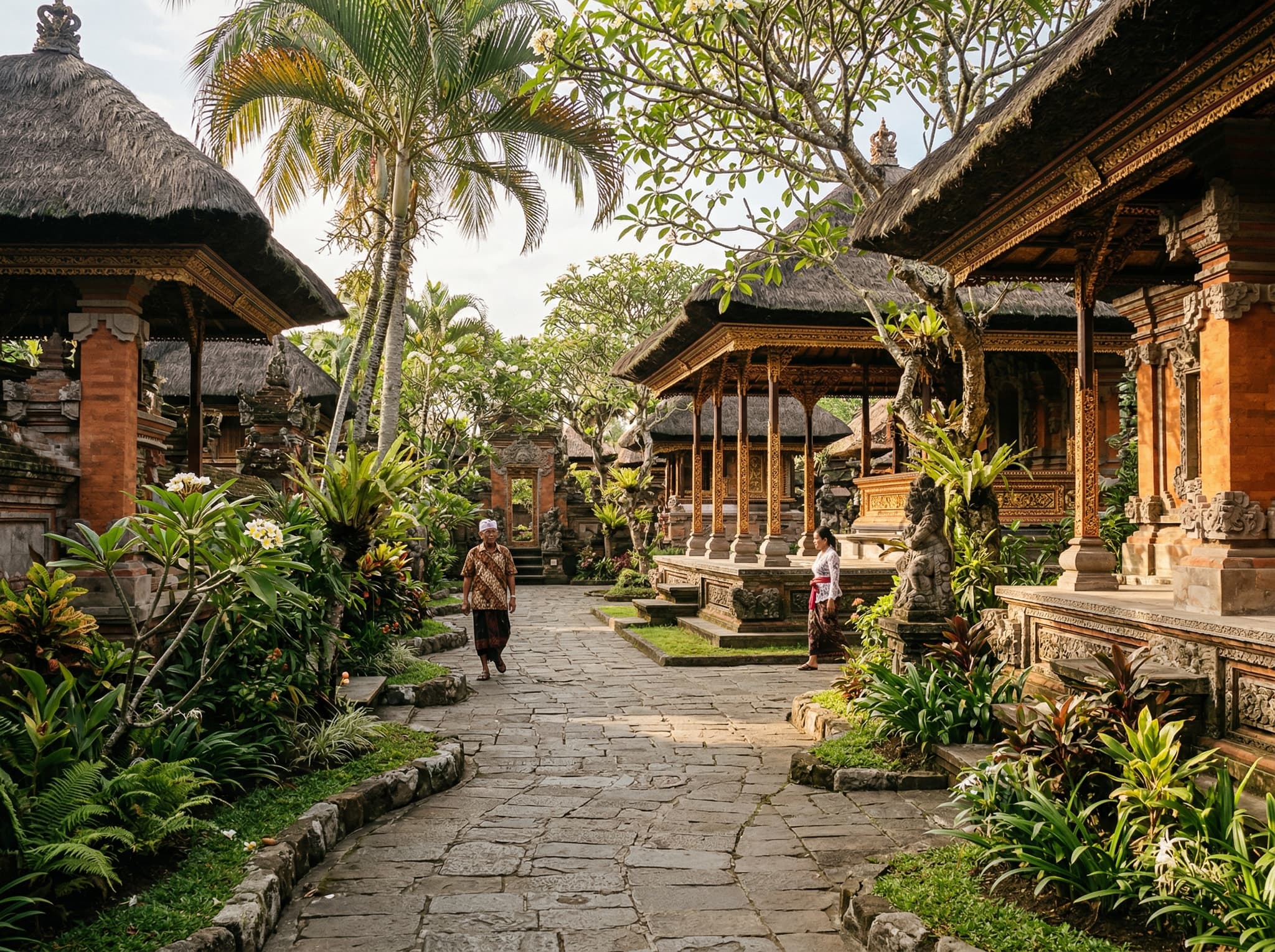 The Taman Budaya Art Centre grounds in Denpasar on a quiet non-festival day — garden paths, traditional Balinese pavilions, and exhibition halls — showing the complex as a cultural destination worth visiting even outside of performance season