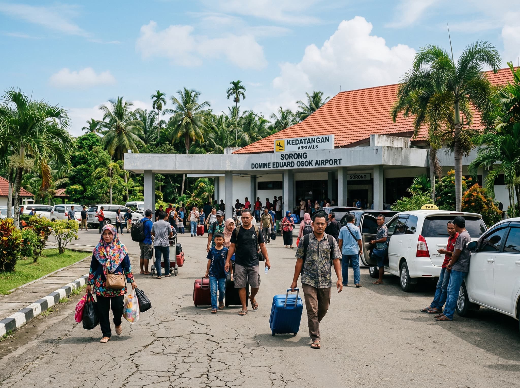 Sorong Airport, West Papua — the arrival point for all Raja Ampat liveaboard travelers, relevant to the article's logistics section warning about flight delays and the importance of arriving the day before boarding